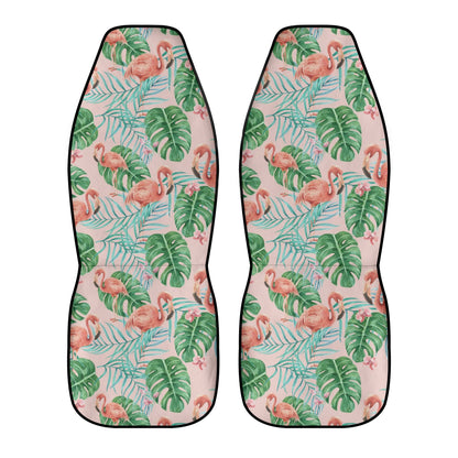 Pink Flamingo Car Seat Covers (2 pcs), Tropical Green Pattern Cute Front Seat Dog Vehicle SUV Universal Protector Accessory Men Women Starcove Fashion