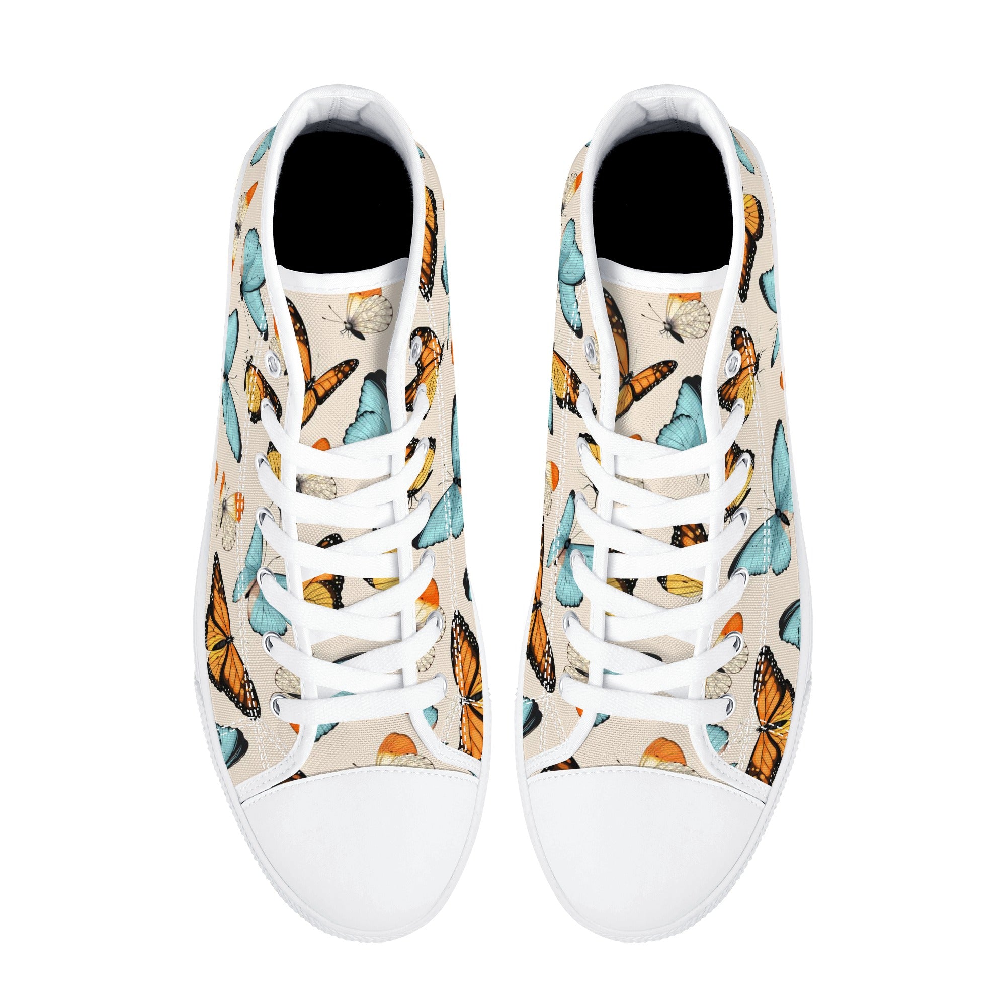 Monarch Butterfly, Women’s high top shoes, Butterfly sneakers, Butterfly Aesthetic, top Converse style, Canvas shoes, Butterfly high tops