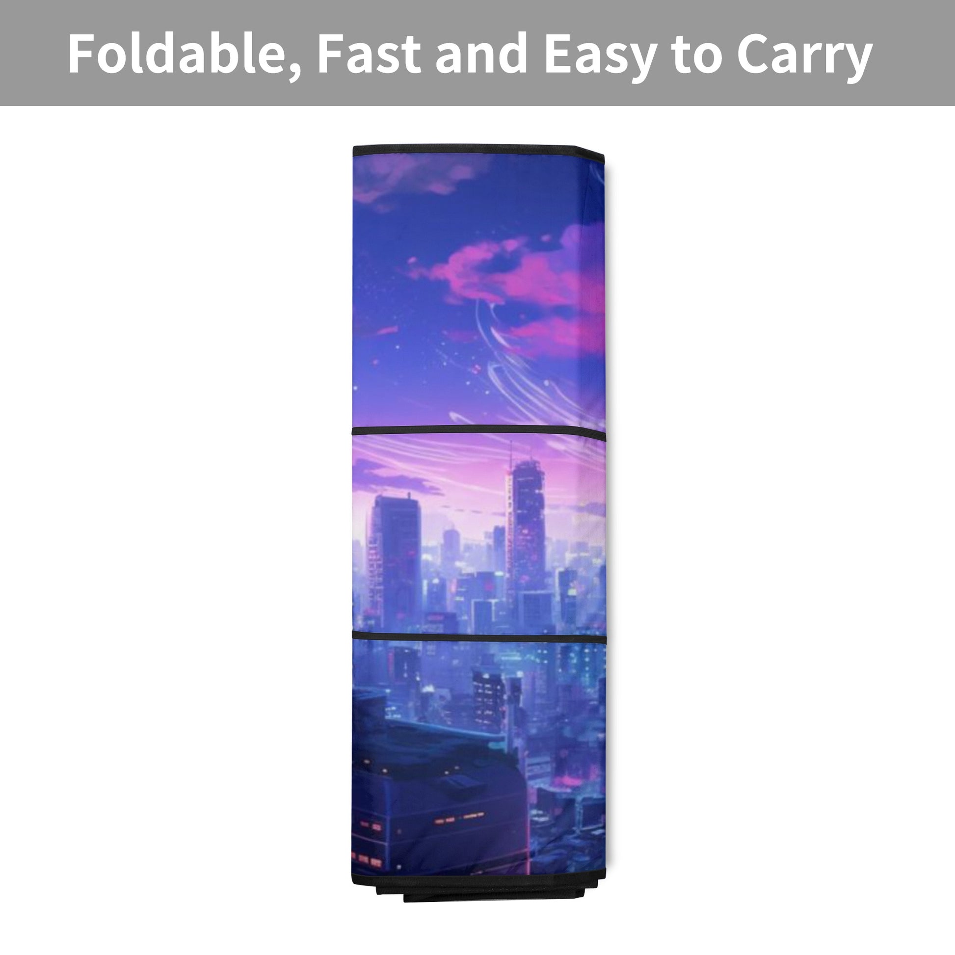 Tokyo Skyline Car Sun Shade, Anime Purple Front Windshield Cover Blocker Auto Protector Window Visor Screen Shield Men Women SUV Truck Starcove Fashion