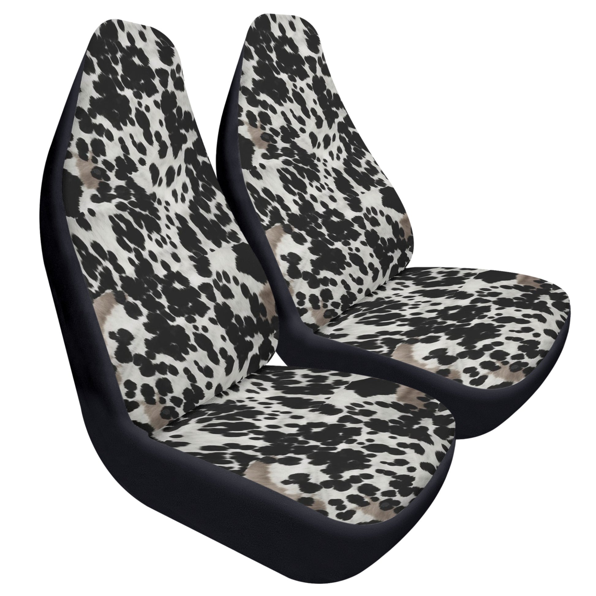 Cow Print Car Seat Covers (2 pcs), Black White Brown Pattern Auto Front Seat Dog Pet Vehicle SUV Universal Protector Accessory Men Women Starcove Fashion