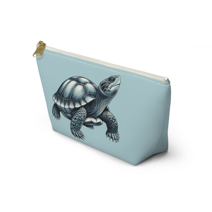 Blue Sea Turtle Pouch Bag, Canvas Beach Travel Wash Makeup Toiletry Pencil Ocean Small Large Bath Men Women Organizer Cosmetic Zipper