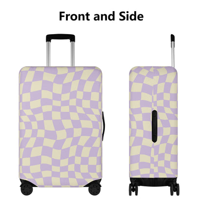 Checkered Purple Luggage Cover, Pastel Groovy Lilac Check Suitcase Protector Hard Carry On Bag Washable Wrap Large Small Travel Sleeve