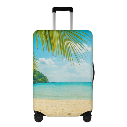 Tropical Beach Luggage Cover, Palm Tree Ocean Vacation Suitcase Protector Hard Carry On Bag Washable Wrap Large Small Travel Sleeve