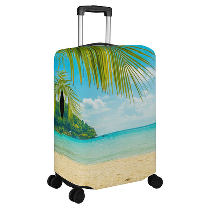 Tropical Beach Luggage Cover, Palm Tree Ocean Vacation Suitcase Protector Hard Carry On Bag Washable Wrap Large Small Travel Sleeve