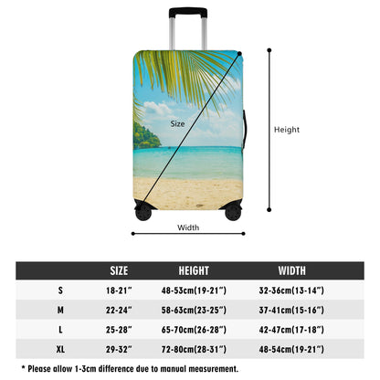 Tropical Beach Luggage Cover, Palm Tree Ocean Vacation Suitcase Protector Hard Carry On Bag Washable Wrap Large Small Travel Sleeve