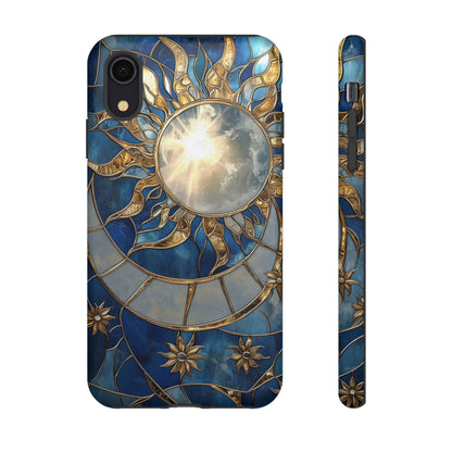 Sun Moon Tough Phone Case, Celestial Stained Glass iPhone 16 15 14 13 Pro Max 12 11 8 Plus X XR XS Galaxy S24 S23 S22 S21 Google Pixel Cover