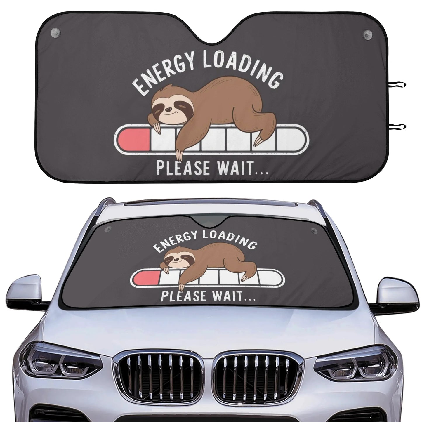 Funny Sloth Car Sun Shade, Still Loading EV Front Windshield Coverings Blocker Auto Protector Window Visor Cover Shield Men Women SUV Truck