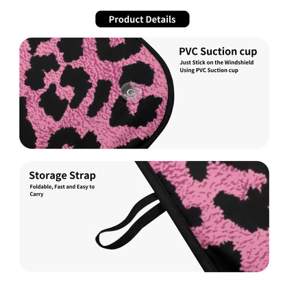 Pink Leopard Car Sun Shade, Animal Print Front Windshield Coverings Auto Protector Window Visor Screen Cover Shield Men Women SUV Truck