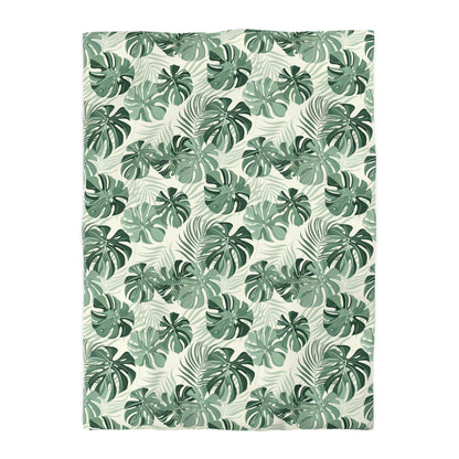 Monstera Leaf Duvet Cover, Green Tropical Bedding Queen King Full Twin XL Microfiber Unique Designer Bed Quilt Bedroom Decor