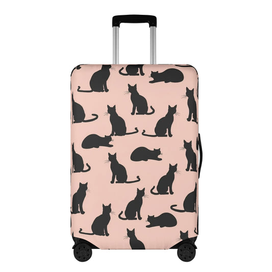 Cats Print Luggage Cover, Kittens Black Pink Suitcase Protector Hard Carry On Bag Washable Wrap Large Small Travel Aesthetic Zipper Sleeve