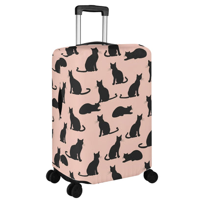 Cats Print Luggage Cover, Kittens Black Pink Suitcase Protector Hard Carry On Bag Washable Wrap Large Small Travel Aesthetic Zipper Sleeve