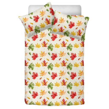 Maple Leaf Bedding Set (3pcs), Fall Autumn One Duvet Cover and Two Pillow Covers California King Queen Full Twin Bed Bedroom Decor