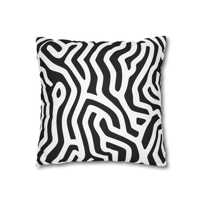 Black White Pillow Case, Labyrinth Maze Modern Art Square Throw Decorative Designer Cover Room Decor Floor Couch Cushion 20 x 20 Zipper Sofa