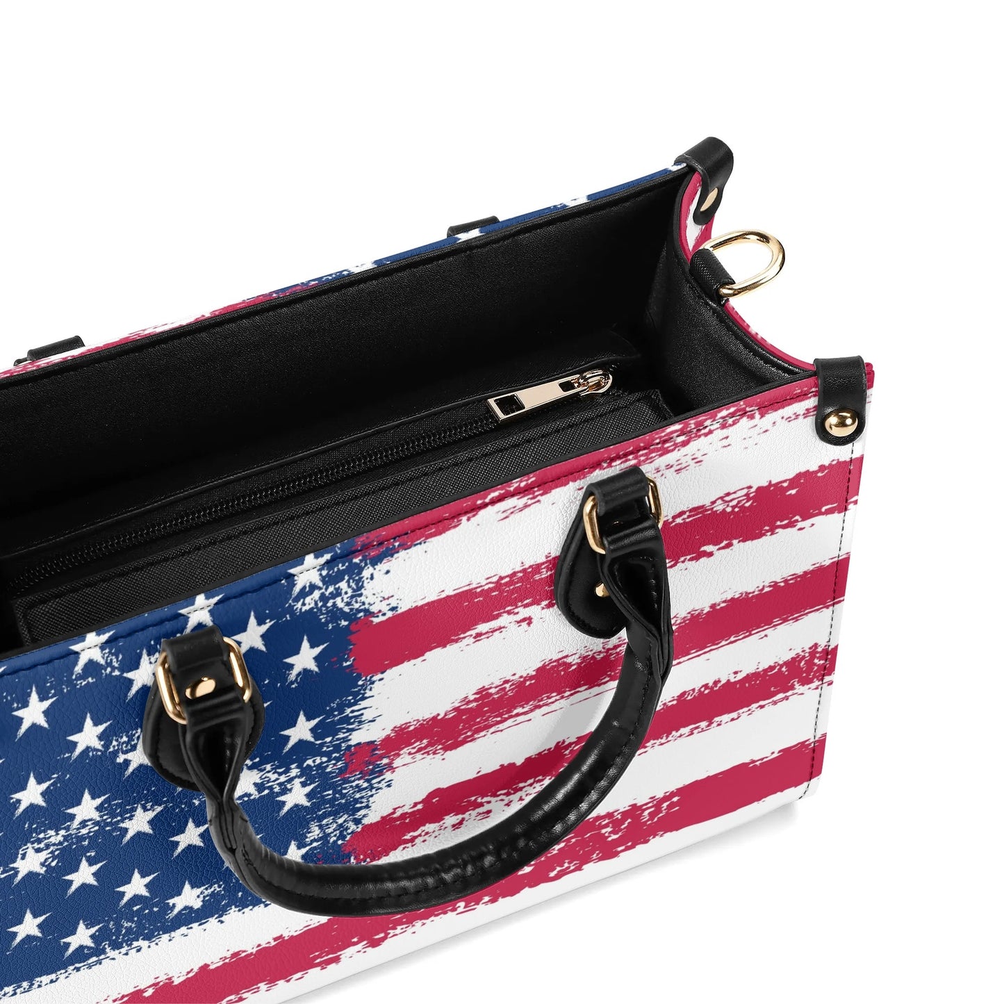 American Flag Shoulder Purse,  USA Patriotic US Crossbody Vegan Leather Top Handle Handbag Print Small Large Bag Women Ladies Designer