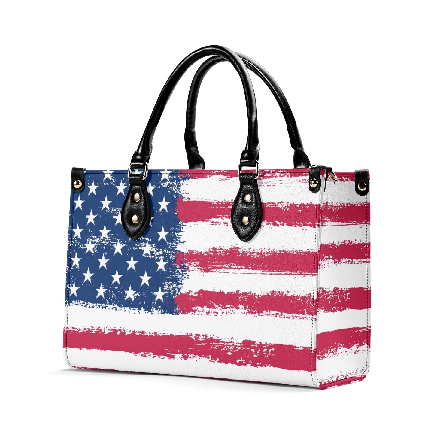 American Flag Shoulder Purse,  USA Patriotic US Crossbody Vegan Leather Top Handle Handbag Print Small Large Bag Women Ladies Designer