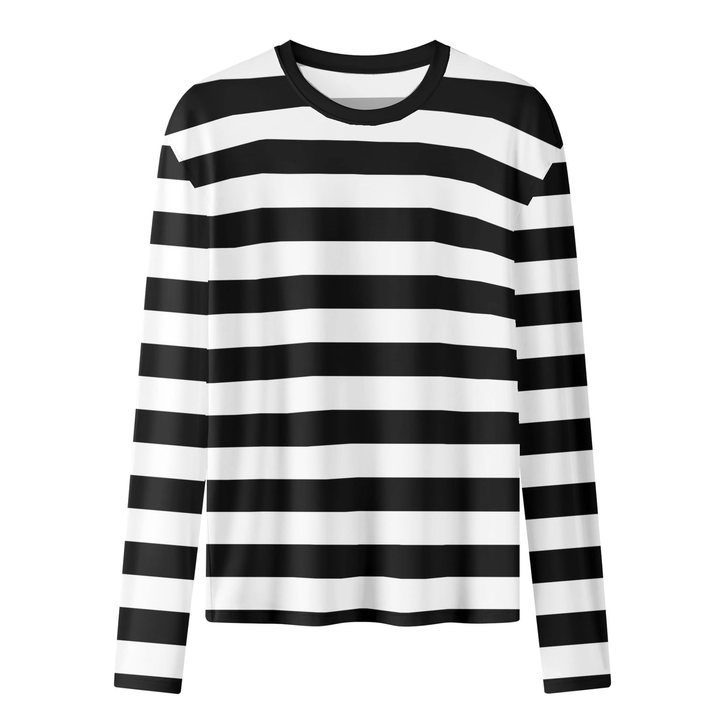 Black White Striped Women Long Sleeve Tshirt, Stripes Costume Ladies Female Designer Adult Graphic Aesthetic Fitted Crewneck Tee Shirt Top