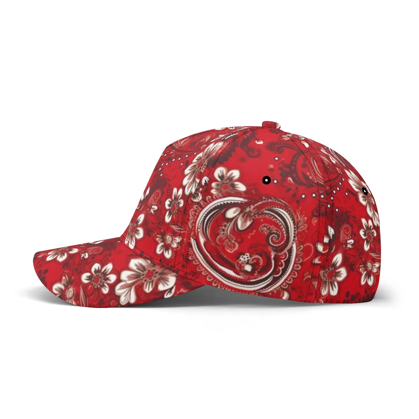 Red Paisley Baseball Hat Cap, Bandana Ball Dad Mom Trucker Men Women Male Ladies Artisan Aesthetic Designer Fashion Hat