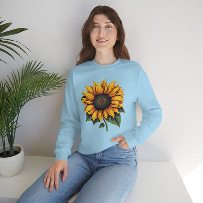 Sunflower Sweatshirt, Yellow Flowers Floral Graphic Crewneck Cotton Sweater Jumper Pullover Men Women Aesthetic Designer Top Starcove Fashion