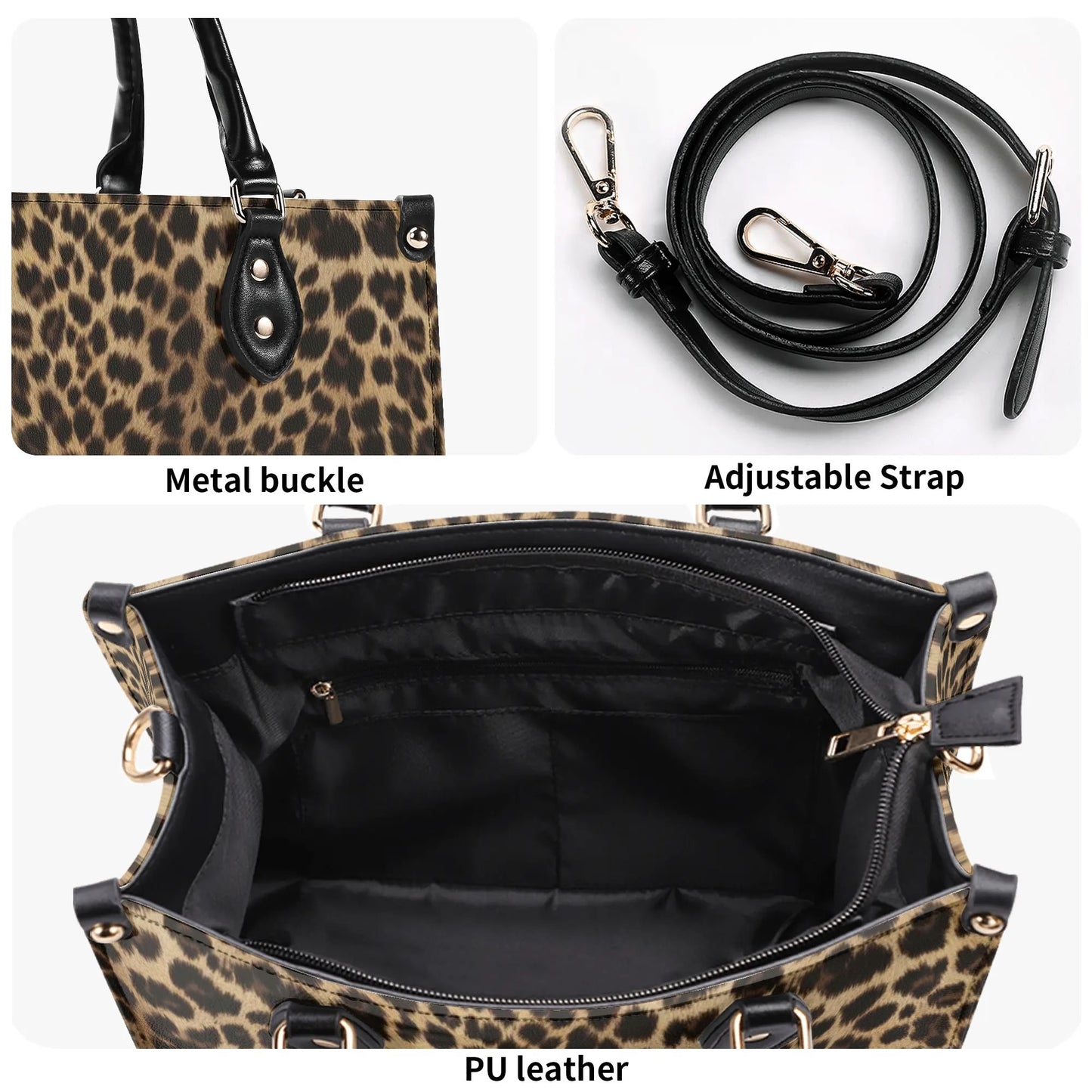 Leopard Shoulder Purse, Animal Cheetah Print Brown Crossbody Vegan Leather Top Handle Handbag Print Small Large Bag Women Ladies Designer