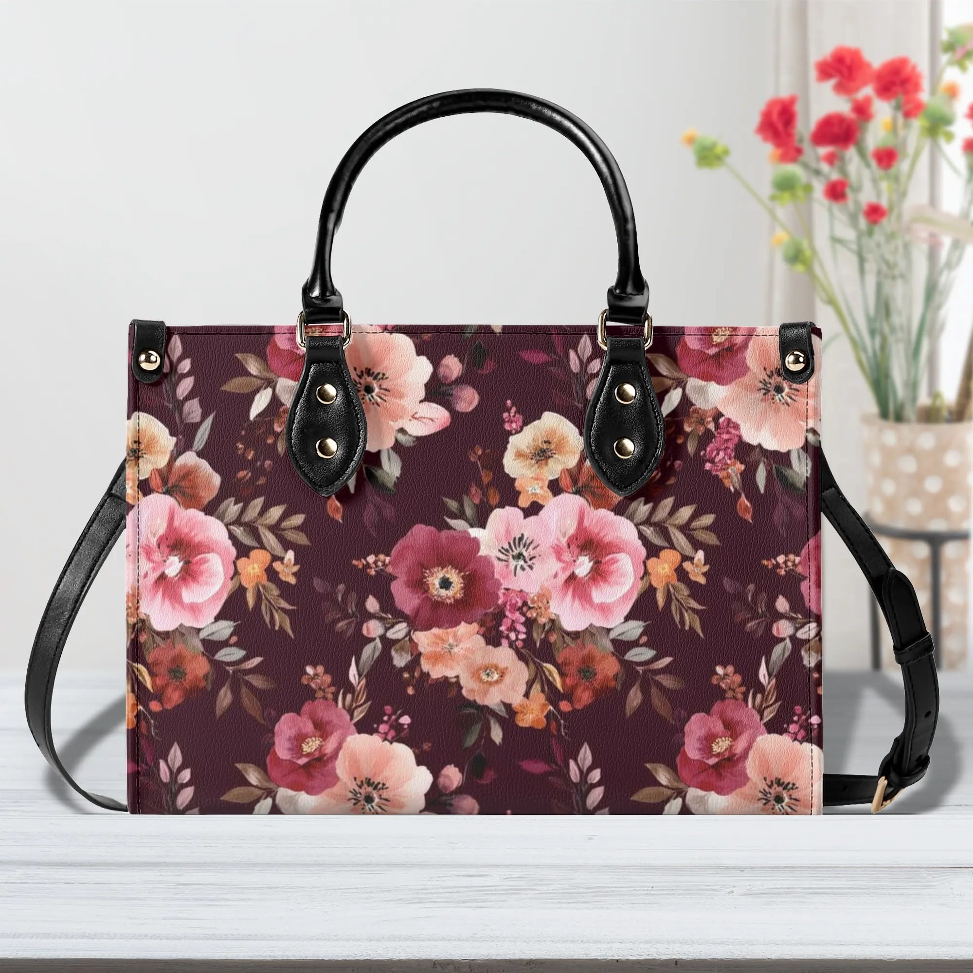 Floral Vegan Leather Top Handle Women's Purse Vintage outlets Style