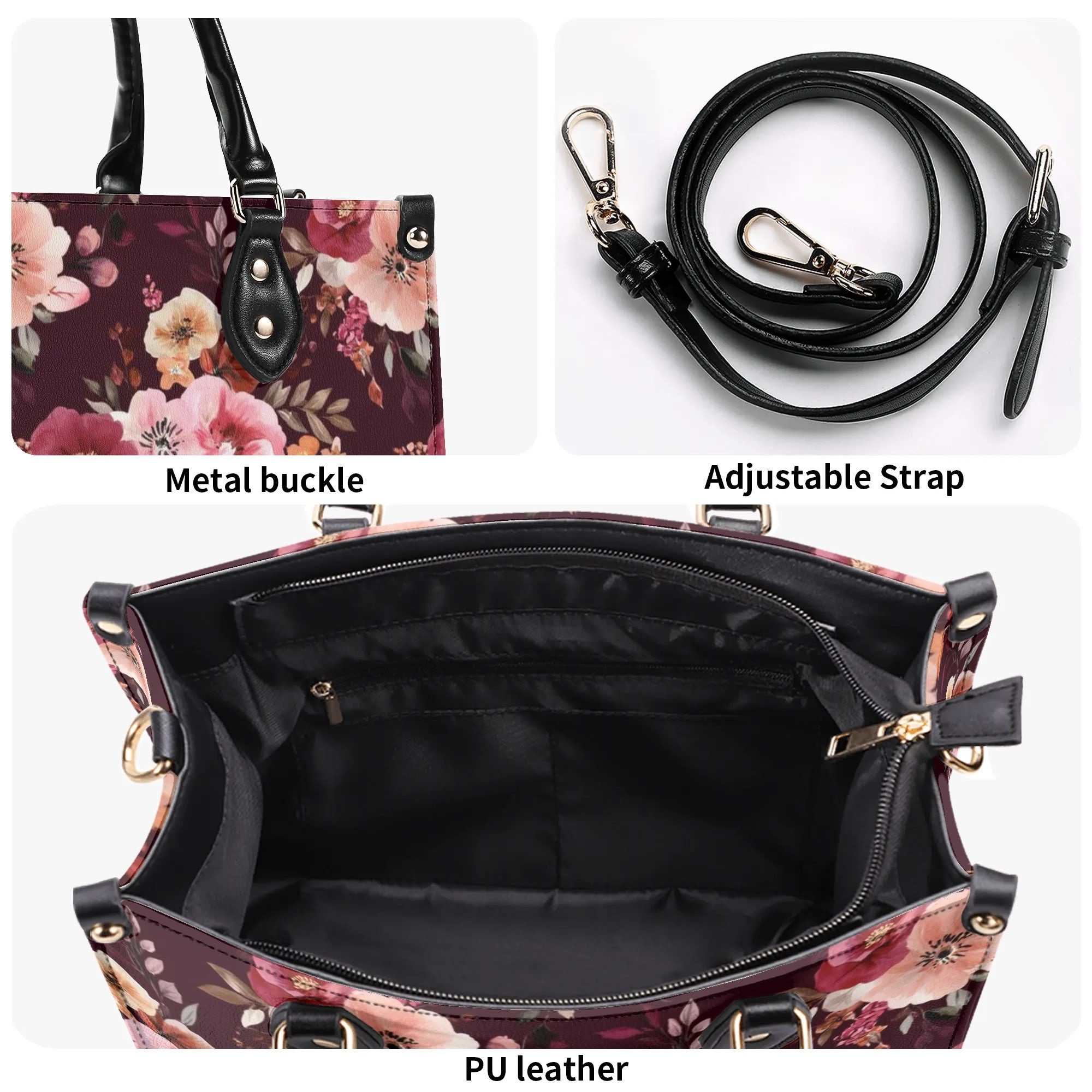 Floral Vegan Leather Top outlet Handle Women's Purse Vintage Style