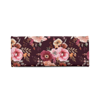 Burgundy Floral Shoulder Purse, Flowers Pink Vintage Crossbody Vegan Leather Top Handle Handbag Print Small Large Bag Women Ladies Designer