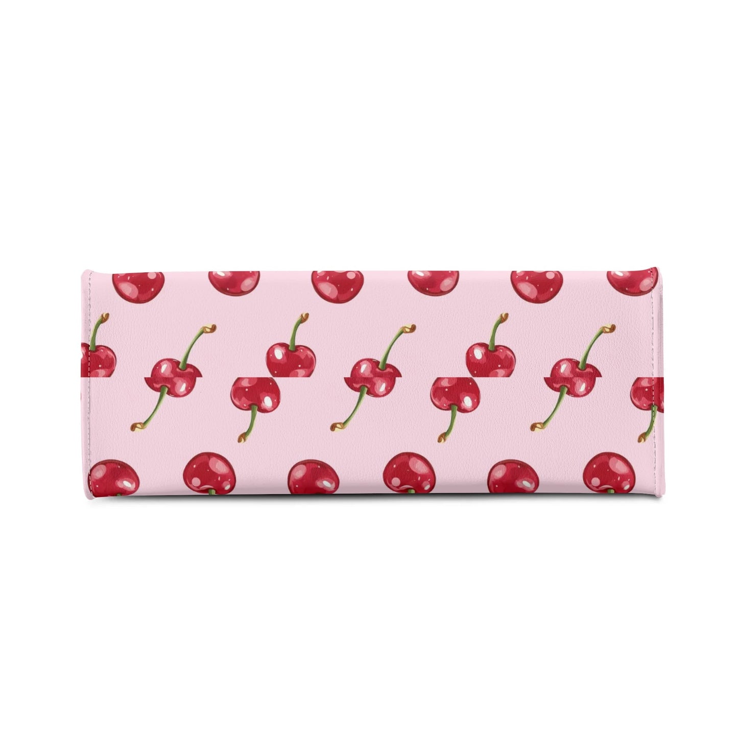 Red Cherry Pink Shoulder Purse, Fun Fruit Kawaii Crossbody Vegan Leather Top Handle Handbag Print Small Large Bag Women Ladies Designer