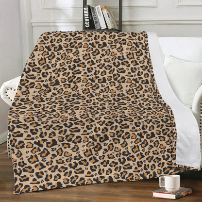 Leopard Fleece Throw Blanket, Animal Print Cheetah Brown Soft Plush Fluffy Cozy Warm Adult Kids Small Large Sofa Couch Bed 50x60 Decorative