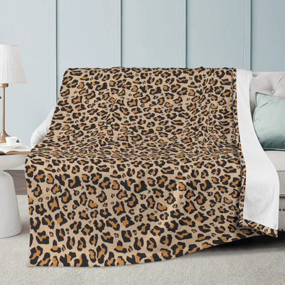 Leopard Fleece Throw Blanket, Animal Print Cheetah Brown Soft Plush Fluffy Cozy Warm Adult Kids Small Large Sofa Couch Bed 50x60 Decorative