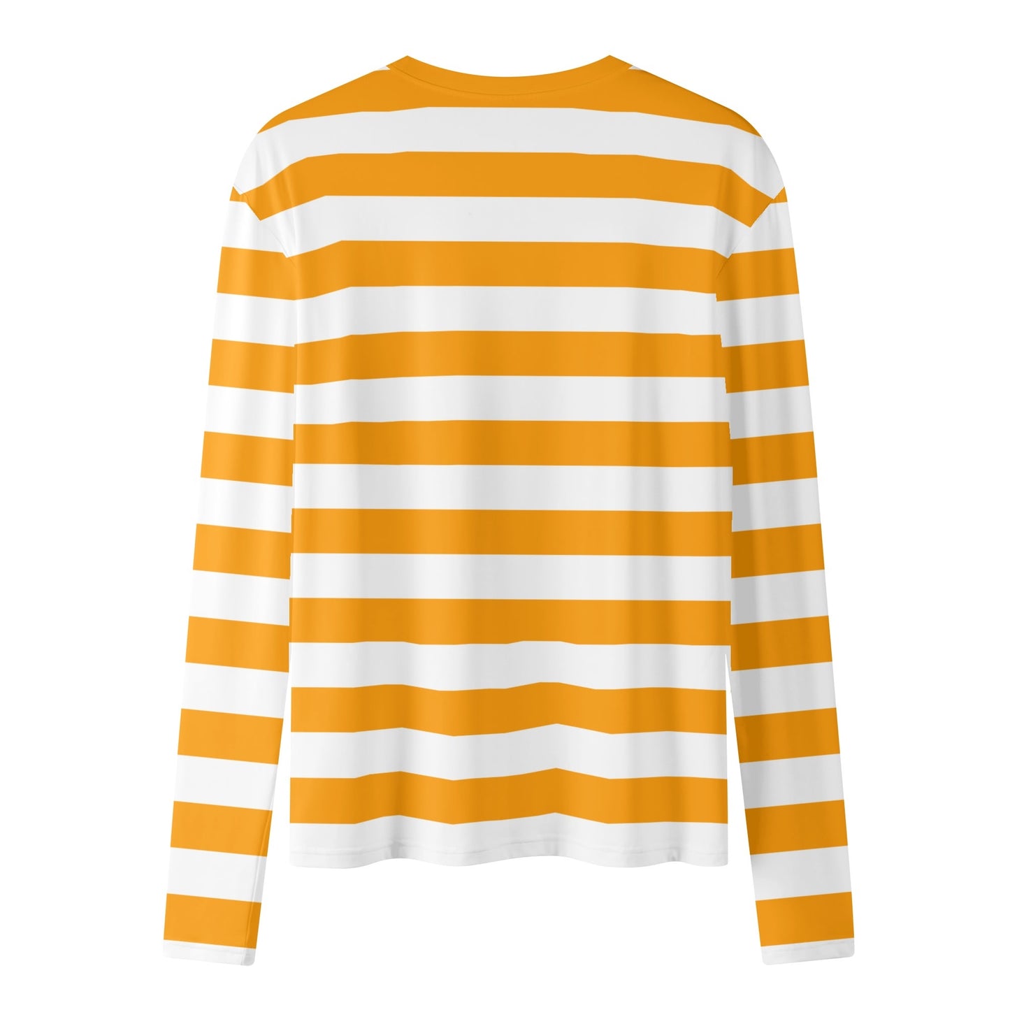 Orange and White Striped Women Long Sleeve Tshirt, Designer Stripe Graphic Aesthetic Costume Crew Neck Ladies Female Tee Top Shirt