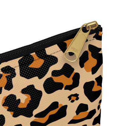 Leopard Makeup Bag, Animal Print Cheetah Pencil Case Pouch Holder Cute Pen Coin Travel Cosmetic Bag Accessory Canvas Zipper Women Organizer