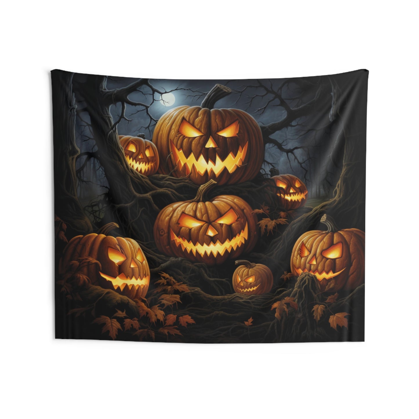 Jack-o'-lantern Pumpkins Halloween Tapestry, Spooky Scary Wall Art Hanging Cool Unique Landscape Large Small Decor Bedroom College Dorm Starcove Fashion