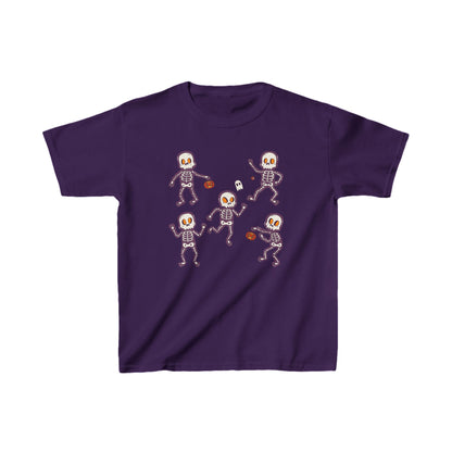 Dancing Skeletons Kids Tshirt, Halloween Fall Trick or Treat Boys Girls Youth Aesthetic Graphic Crewneck Tee Short Sleeve Shirt Top