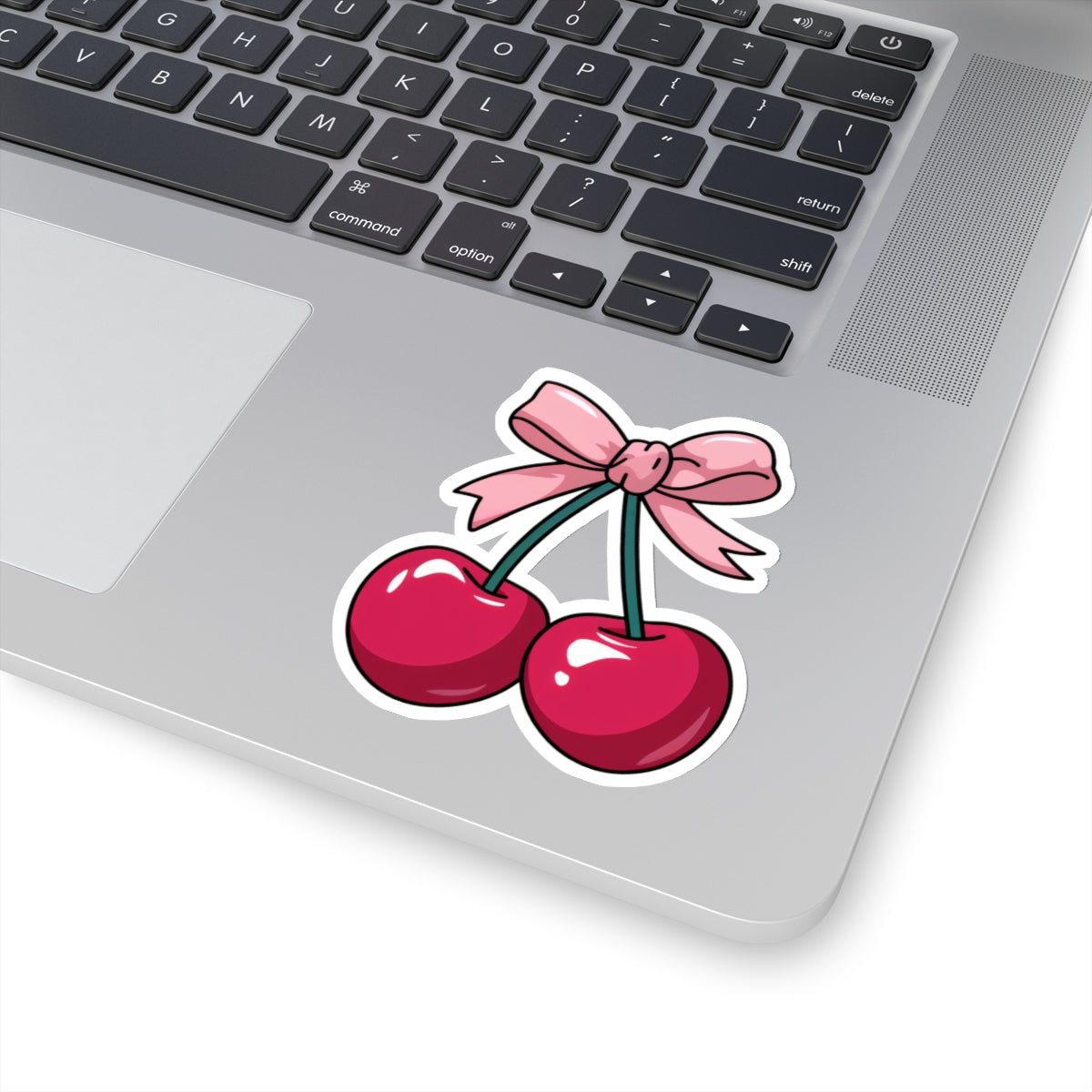 Red Cherry Coquette Sticker, Pink Bow Watercolor Decal Art Vinyl Laptop Cute Waterbottle Car Waterproof Bumper Clear Small Large Die Cut