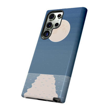 Full Moon Tough Phone Case, Blue iPhone 15 14 13 Pro Max 12 11 8 Plus X XR XS Samsung Galaxy S22 Google Pixel Cover