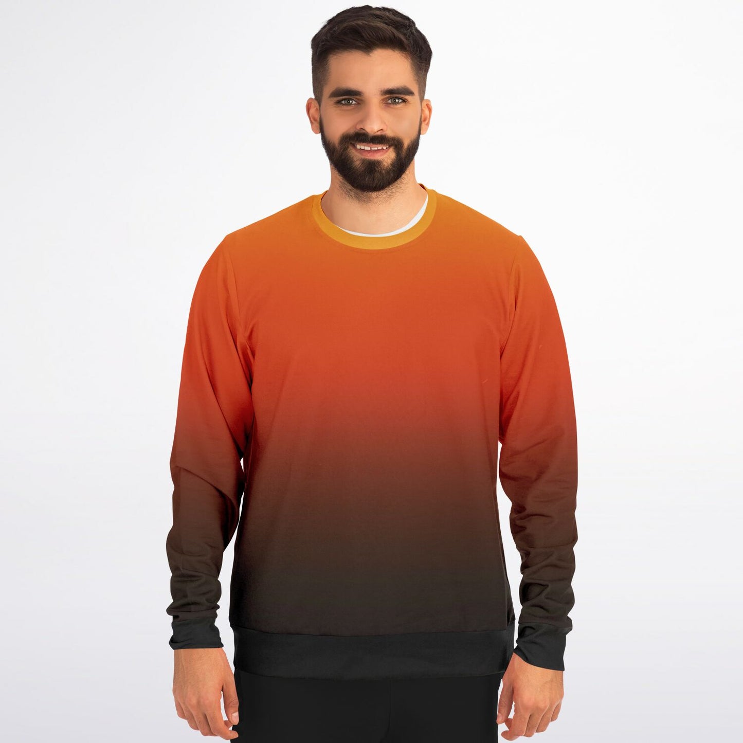 Black Orange Ombre Sweatshirt, Gradient Tie Dye Crewneck Fleece Cotton Sweater Jumper Pullover Men Women Adult Aesthetic Designer Top