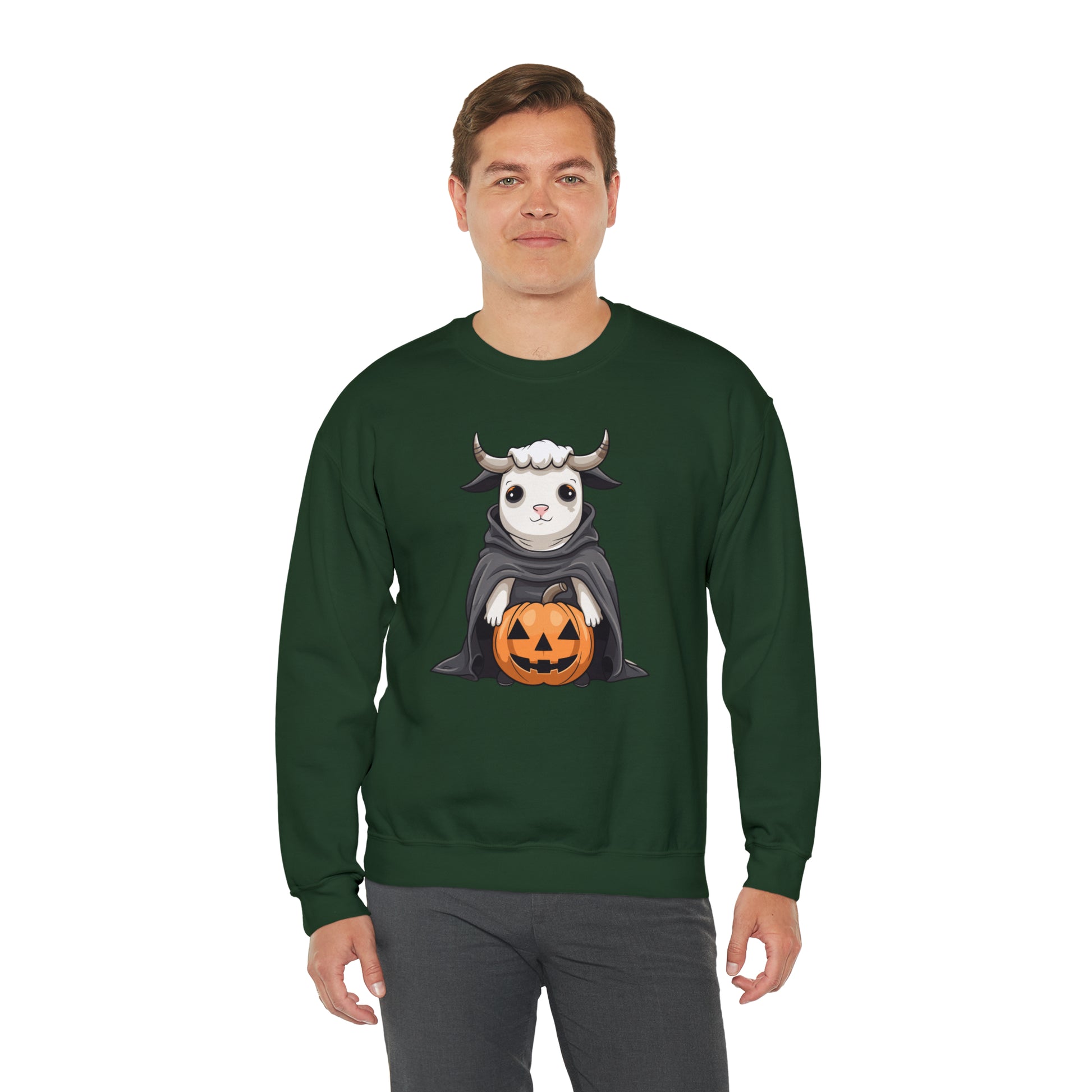 Ghost Cow Sweatshirt, Pumpkin Halloween Graphic Crewneck Fleece Cotton Sweater Jumper Pullover Men Women Adult Aesthetic Designer Top Starcove Fashion