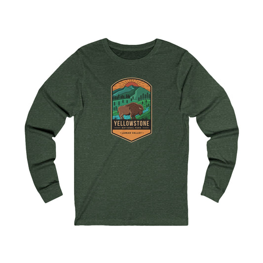 Yellowstone Men Long Sleeve Tshirt, Retro Western National Park Unisex Women Designer Graphic Aesthetic Cotton Crew Neck Tee