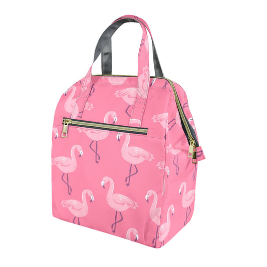 Pink Flamingo Insulated Lunch Box Bag Tote, Birds Ladies Cute Food Container Adult Kids Female Women Teens Men School Work Handbag