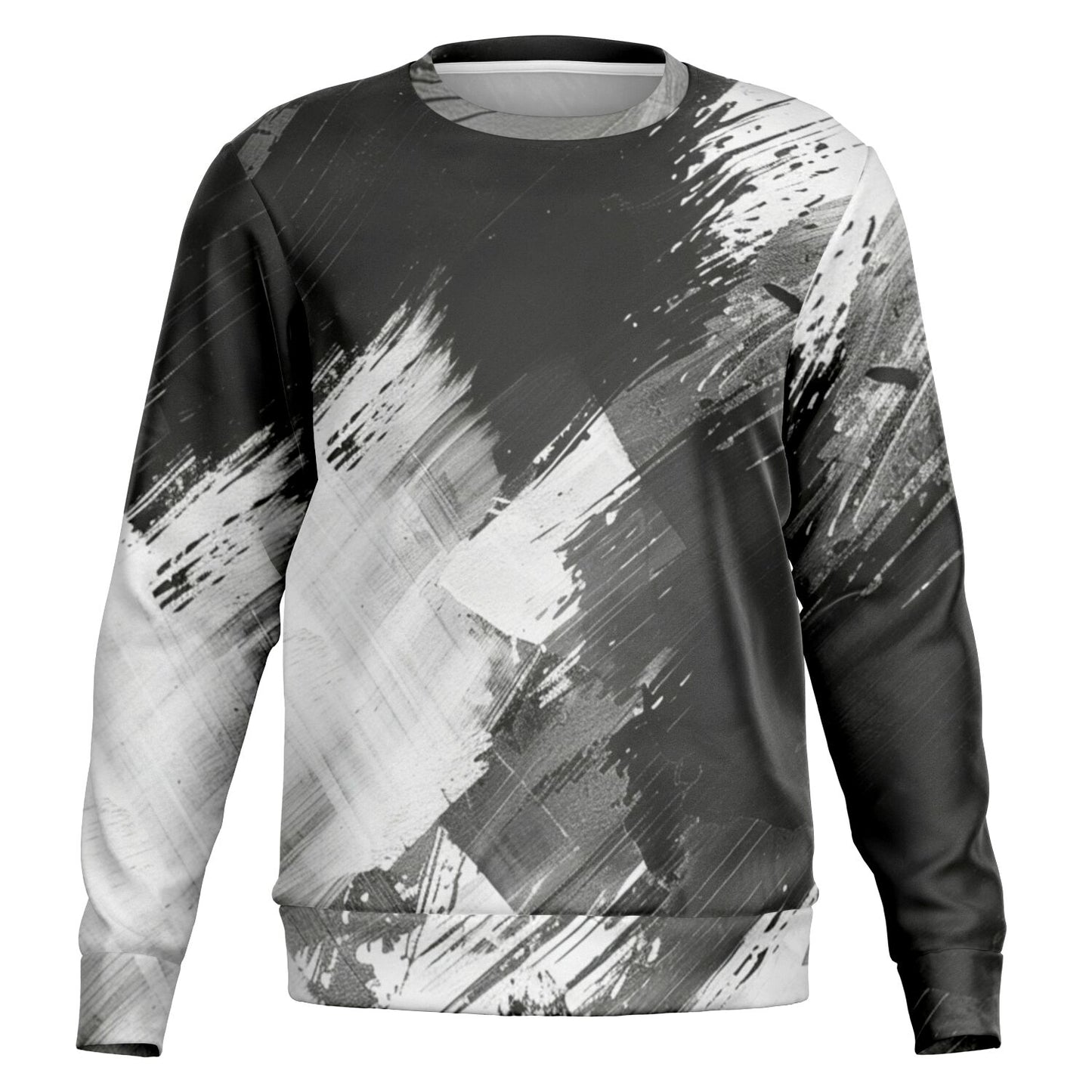 Black White Sweatshirt, Brush Ombre Gradient Crewneck Fleece Cotton Sweater Jumper Pullover Men Women Aesthetic Designer Top