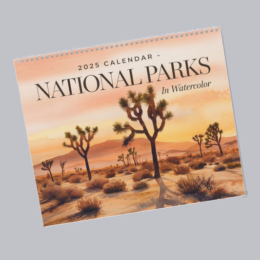 National Parks 2025 Wall Calendar, Joshua Watercolor Poster Art Travel Large Family Monthly Calendar 12 Month Gift Decor Daily Vertical Cool