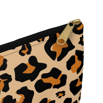 Leopard Makeup Bag, Animal Print Cheetah Pencil Case Pouch Holder Cute Pen Coin Travel Cosmetic Bag Accessory Canvas Zipper Women Organizer