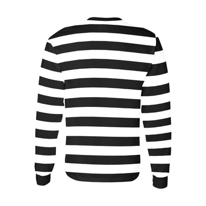 Black and White Striped Kids Long Sleeve Tshirt, Unisex Boys Girls Children Horizontal Stripes Designer Graphic Printed Crew Neck Tee Top