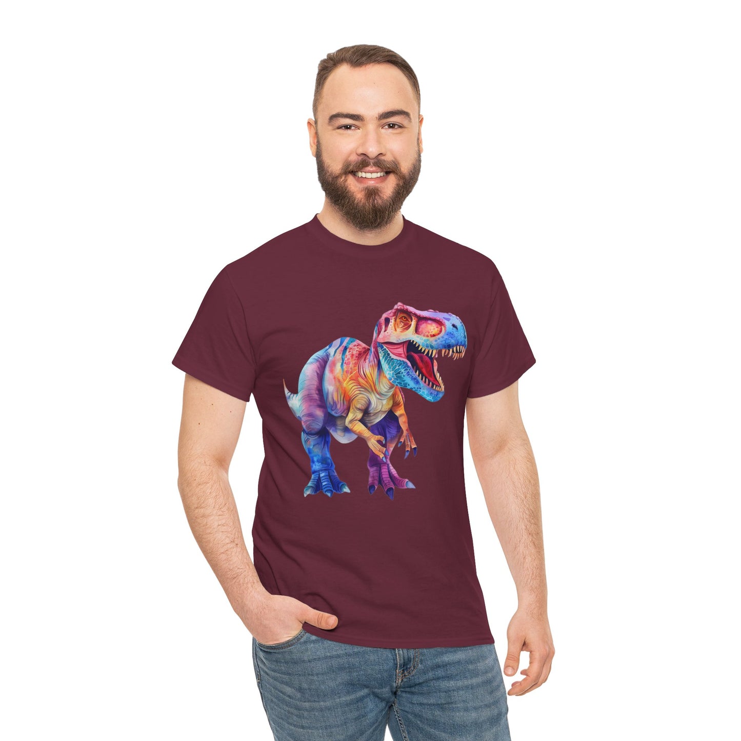 Trex Dinosaur Tshirt, Dino Watercolor Adult Designer Graphic Aesthetic Crewneck Men Male Cool Women Tee Top Short Sleeve Shirt