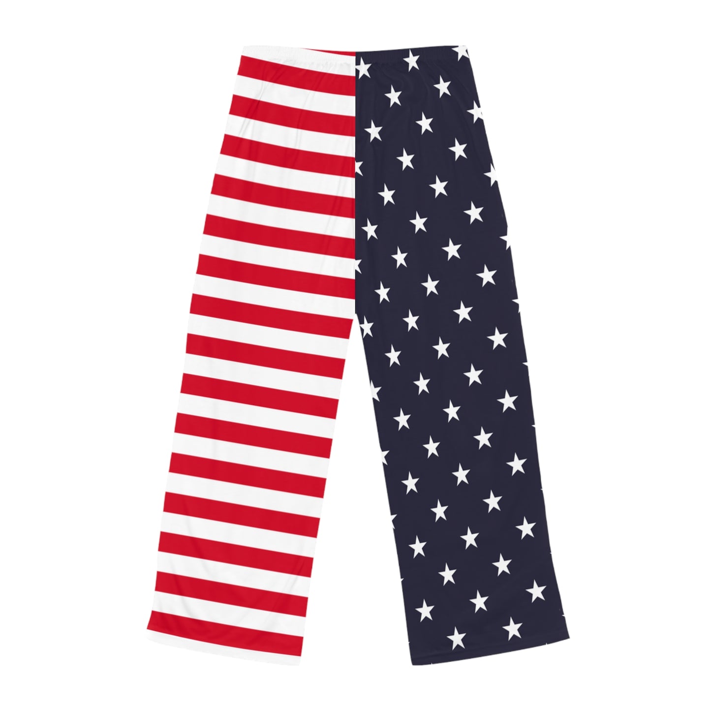 American Flag Women Pajamas Pants, USA Stripes Stars Red White Blue Satin PJ Pockets Trousers Sleep Loungewear Ladies Female Bottoms