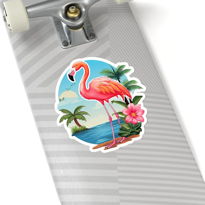 Pink Flamingo Sticker Decal, Tropical Palm Tree Art Vinyl Laptop Cute Waterbottle Tumbler Car Waterproof Bumper Clear Aesthetic Wall Starcove Fashion