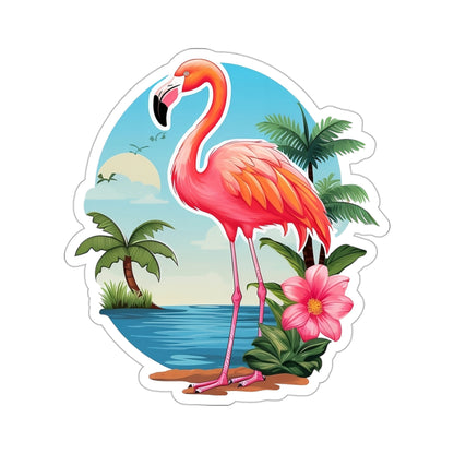 Pink Flamingo Sticker Decal, Tropical Palm Tree Art Vinyl Laptop Cute Waterbottle Tumbler Car Waterproof Bumper Clear Aesthetic Wall Starcove Fashion