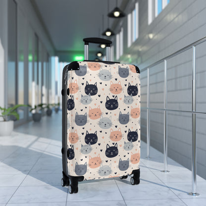 Suitcase Luggage With Cats On It, Kittens Cute Art Carry On 4 Wheels Cabin Travel Small Large Set Rolling Spinner Lock Hard Shell Case