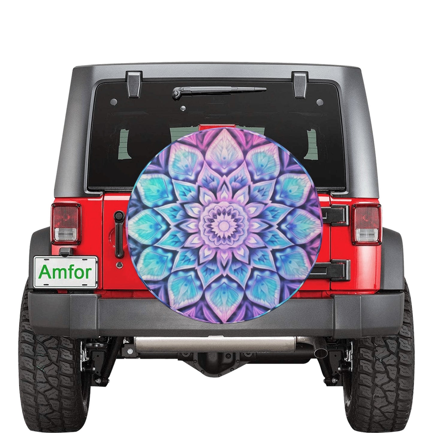 Mandala Spare Tire Cover, Tie Dye Rear Auto Vehicle Backup Camera Hole Unique Back Wheel Cars RV SUV Off Road Men Women Girls Trailer Camper