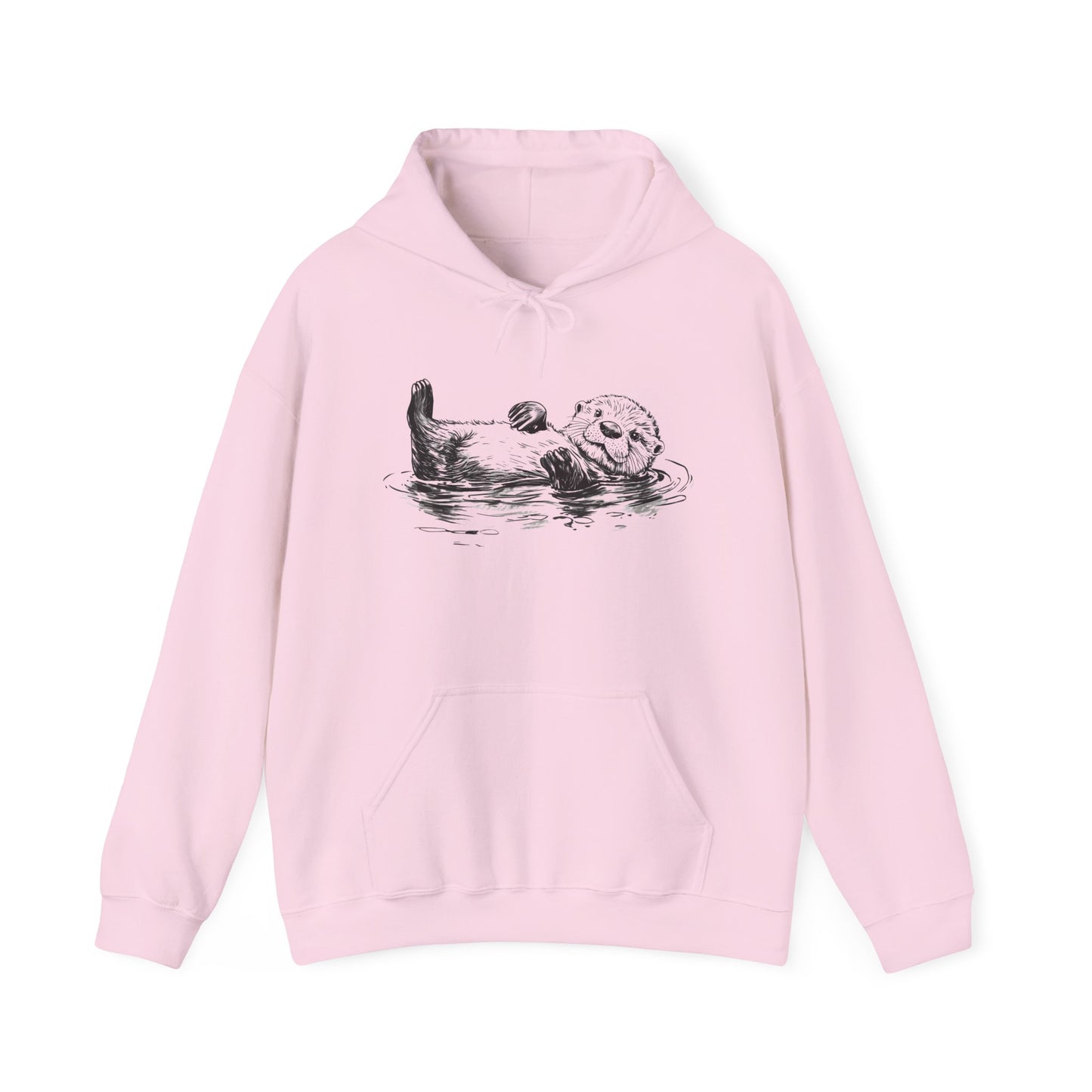 Cute Sea Otter Hoodie, Marine Animal Pullover Men Women Adult Aesthetic Graphic Cotton Hooded Sweatshirt with Pockets Designer Plus Size